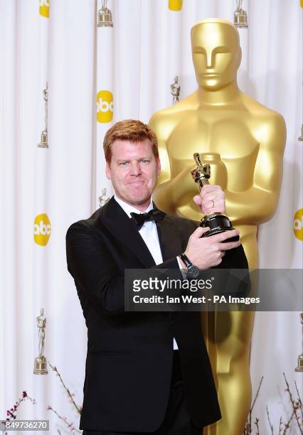 John Kahrs with his Oscar for best animated short received for Paperman during the 85th Academy Awards at the Dolby Theatre, Los Angeles. PRESS...