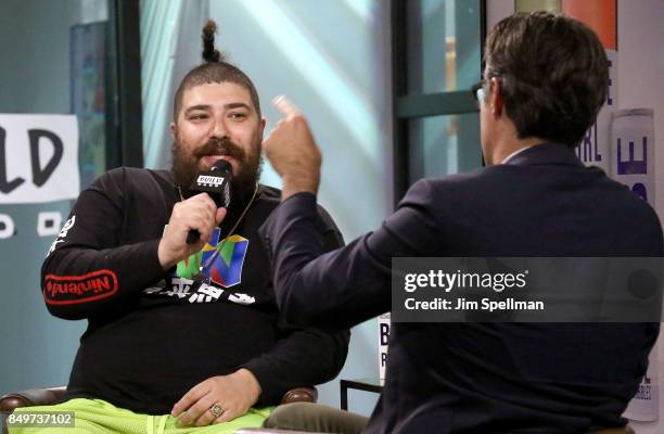 Writer Josh Ostrovsky and moderator Ricky Camilleri attend Build to discuss White Girl Rose at Build Studio on September 19, 2017 in New York City.