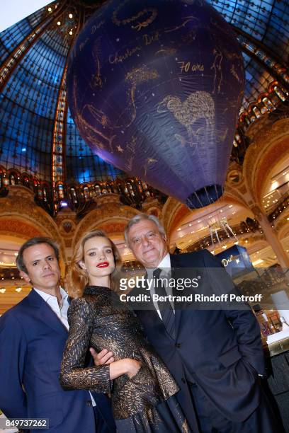Director of Image and Communication of Galeries Lafayette, Guillaume Houze, Natalia Vodianova and CEO of Dior Sidney Toledano attend Christian Dior...