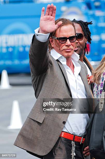 Actor Mickey Rourke walks in Santa Monica on February 21, 2009 in Santa Monica, California.