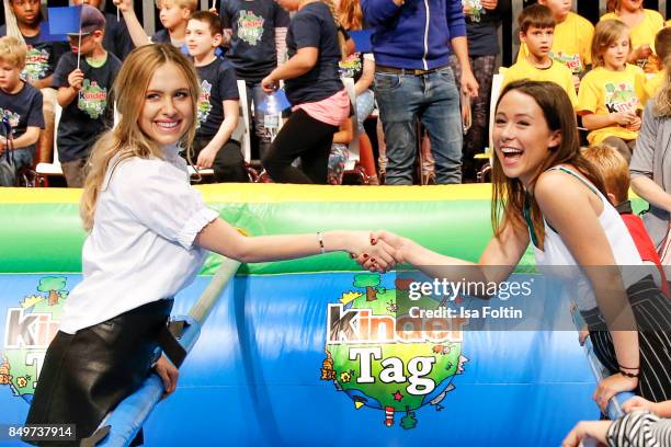 Model Alena Gerber and Aurora Ramazzotti during the KinderTag to celebrate children's day on September 19, 2017 in Berlin, Germany.