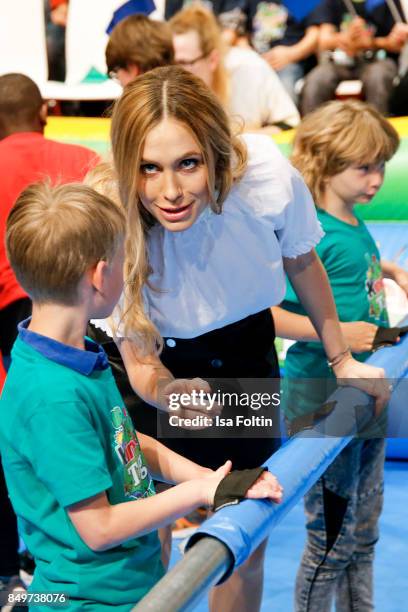 Model Alena Gerber during the KinderTag to celebrate children's day on September 19, 2017 in Berlin, Germany.