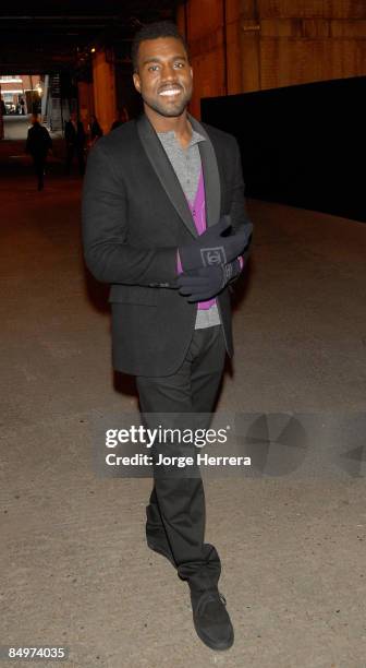 Kanye West attends the Richard Nicoll show as part of London Fashion Week a/w 2009 at Topshop Venue on February 22, 2009 in London, England.