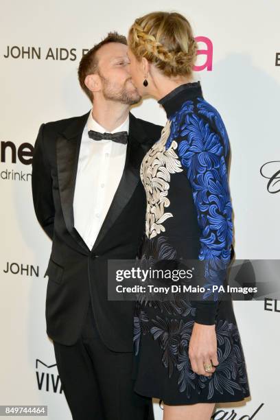 Jenna Elfman and Bodhi Elfman arriving for 2013 Elton John AIDS Foundation Oscar Party held at West Hollywood Park in West Hollywood, Los Angeles.