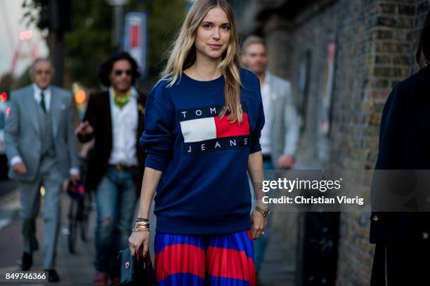 Pernille Teisbaek outside Tommy Hilfiger during London Fashion Week September 2017 on September 19, 2017 in London, England.