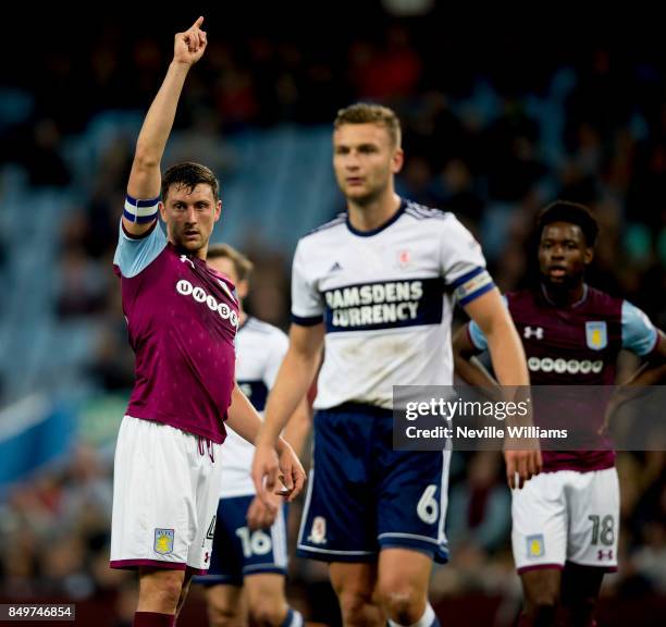 Tommy Elphick of Aston Villa during the Carabao Cup Third Round match between Aston Villa and Middlesbrough at the Villa Park on September 19, 2017...