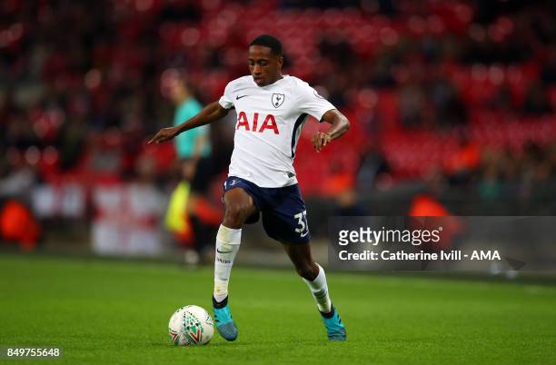 Kyle Walker-Peters of Tottenham Hotspur during the Carabao Cup Third Round match between Tottenham Hotspur and Barnsley at Wembley Stadium on...