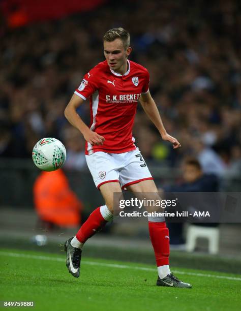 Ryan Hedges of Barnsley during the Carabao Cup Third Round match between Tottenham Hotspur and Barnsley at Wembley Stadium on September 19, 2017 in...