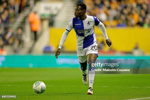 Marc Bola of Bristol Rovers during the Carabao Cup tie between Wolverhampton Wanderers and Bristol Rovers at Molineux on September 19, 2017 in...