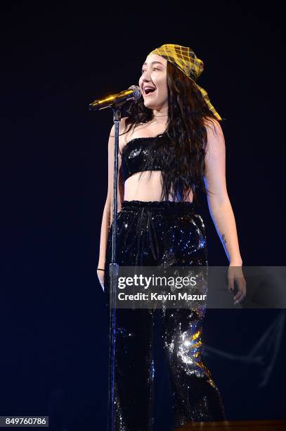 Noah Cyrus performs onstage during Katy Perry's "Witness: The Tour" tour opener at Bell Centre on September 19, 2017 in Montreal, Canada.