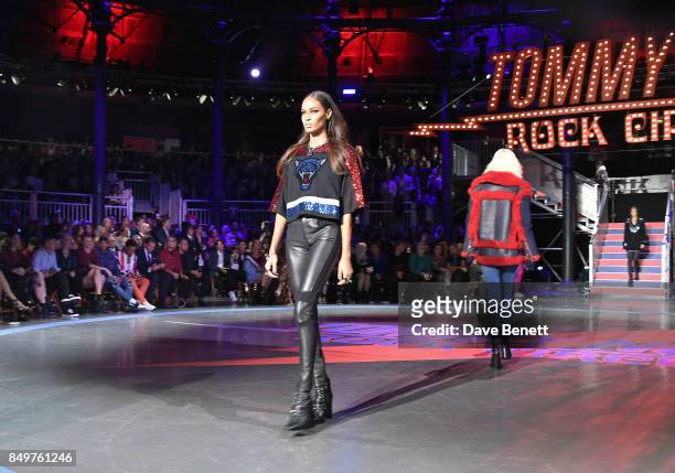 Joan Smalls walks the runway at the Tommy Hilfiger TOMMYNOW Fall 2017 Show during London Fashion Week September 2017 at The Roundhouse on September...