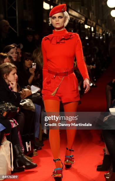 Pixie Geldof walks the runway at the PPQ show during London Fashion Week Autumn/Winter 2009 at Burlington Arcade on February 22, 2009 in London,...