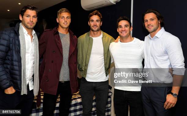 Guest, Heather Watson, Max Evans, Thom Evans and Ben Foden attend the launch party for Hastens Appaloosa & The Marwari Beds at the Hastens Chelsea...