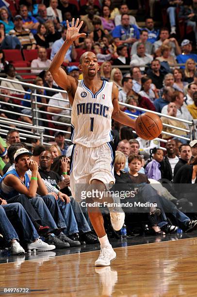 Rafer Alston of the Orlando Magic during the game against the Miami Heat during the game on February 22, 2009 at Amway Arena in Orlando, Florida....