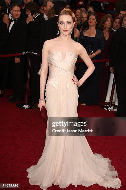 Actress Evan Rachel Wood arrives at the 81st Annual Academy Awards held at Kodak Theatre on February 22, 2009 in Los Angeles, California.