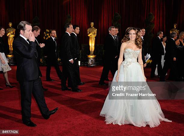 Actors Sarah Jessica Parker and husband Matthew Broderick arrive at the 81st Annual Academy Awards held at Kodak Theatre on February 22, 2009 in Los...