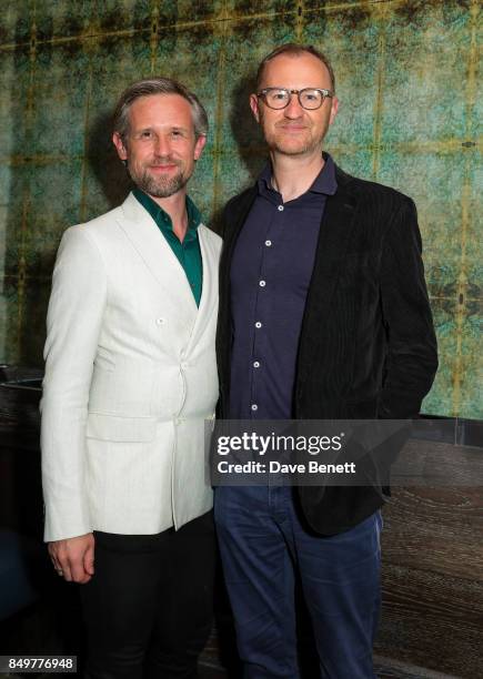 Mark Gatiss and Ian Hallard attend the after show party for the press night of 'Ink' at Duke Of Yorks Theatre on September 19, 2017 in London,...