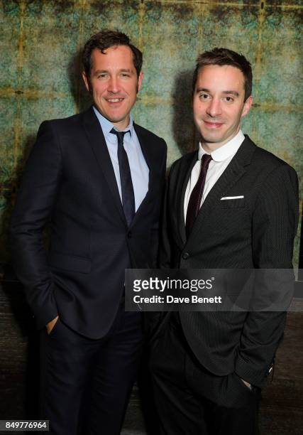 Bertie Carvel and James Graham attend the after show party for the press night of 'Ink' at Duke Of Yorks Theatre on September 19, 2017 in London,...