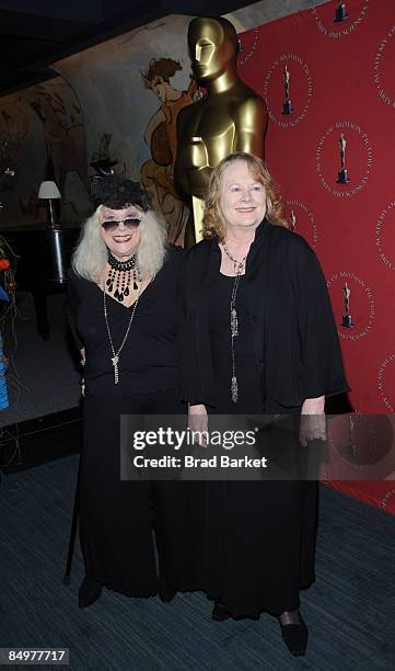 Sylvia Miles and Shirley Knight attends the Academy of Motion Picture Arts & Sciences' Official New York Oscar Night Party at The Carlyle on February...