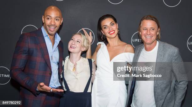 Makeup Artist Sir John, Sarah Brown, Model/Television Personality Adriana Lima and Photographer Russell James attend the "American Beauty Star" New...