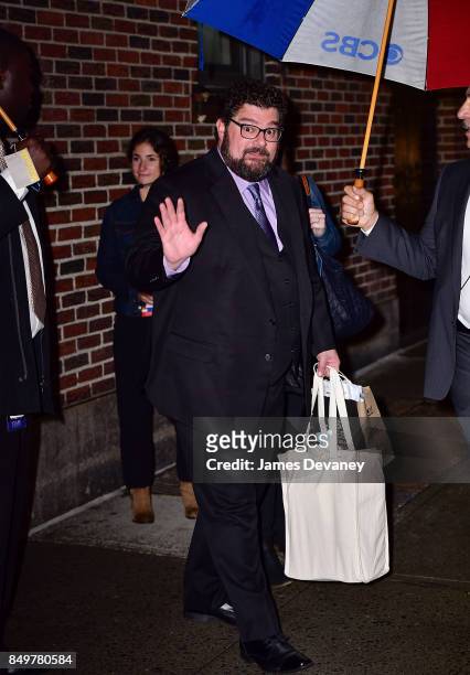 Bobby Moynihan leaves the 'The Late Show With Stephen Colbert' at the Ed Sullivan Theater on September 19, 2017 in New York City.