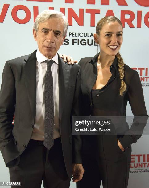 Imanol Arias and Irene Meritxell attend the premiere of 'Retiro Voluntario' at the Atlas Patio Bullrich Cinema on September 19, 2017 in Buenos Aires,...