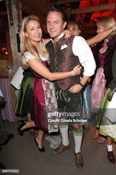 Stefan Mross and his girlfriend Anna-Carina Woitschack during the "Alpenherz Wies'n" as part of the Oktoberfest at Theresienwiese on September 19,...