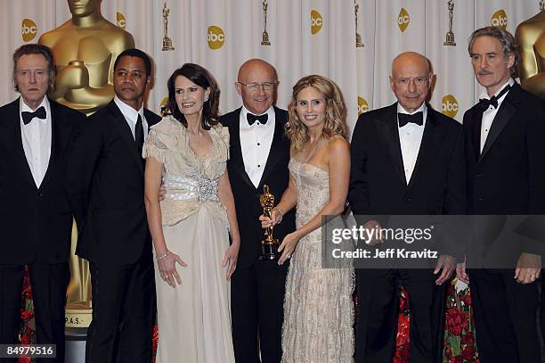 The family of Heath Ledger, mother Sally Ledger, father Kim Ledger, and sister Kate Ledger poses with actors Christopher Walken, Cuba Gooding Jr.,...