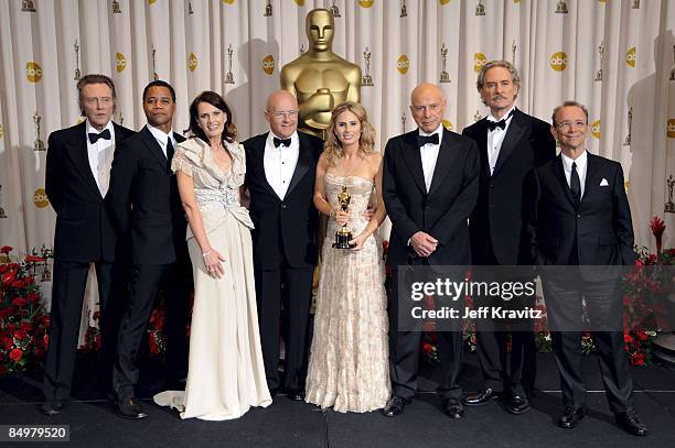 The family of Heath Ledger, mother Sally Ledger, father Kim Ledger, and sister Kate Ledger poses with actors Christopher Walken, Cuba Gooding Jr.,...