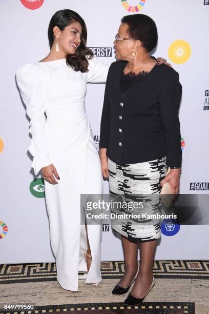 As world leaders gather in New York for the UN General Assembly actress Priyanka Chopra and Graça Machel attend The Goalkeepers Global Goals Awards...
