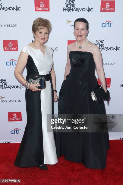 Deborah Borda and Cory Toevs attend New York Philharmonic 106 All-Stars: Opening Gala Concert Of New York's Orchestra at David Geffen Hall on...