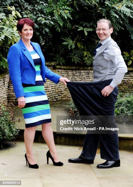 Husband and wife, Joyce Quinn,47 and James Quinn from Irvine, Scotland, who have been crowned Slimming World's Couple of the Year 2013, after losing...