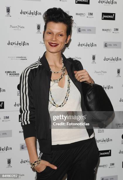 Model Bimba Bose arrives at David Delfin aftershow party, held at Room Mate Oscar Hotel on February 22, 2009 in Madrid, Spain.