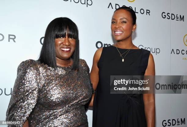 Founder & President Tiffany R. Warren and host Aisha Tyler attend the 11th Annual ADCOLOR Awards at Loews Hollywood Hotel on September 19, 2017 in...
