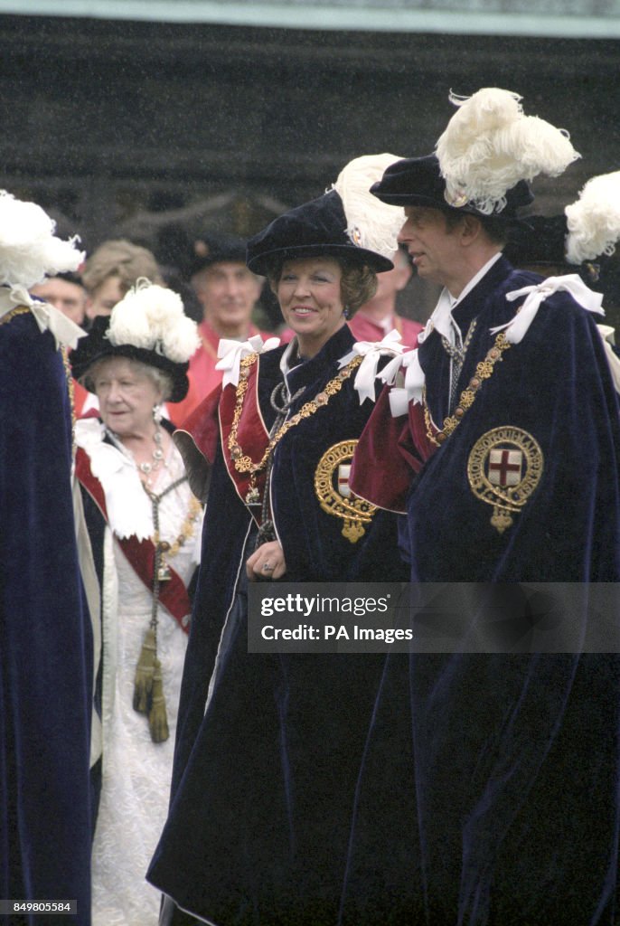 Dutch Royalty - Queen Beatrix of the Netherlands - Order of the Garter ceremony - St George's Chapel - Windsor