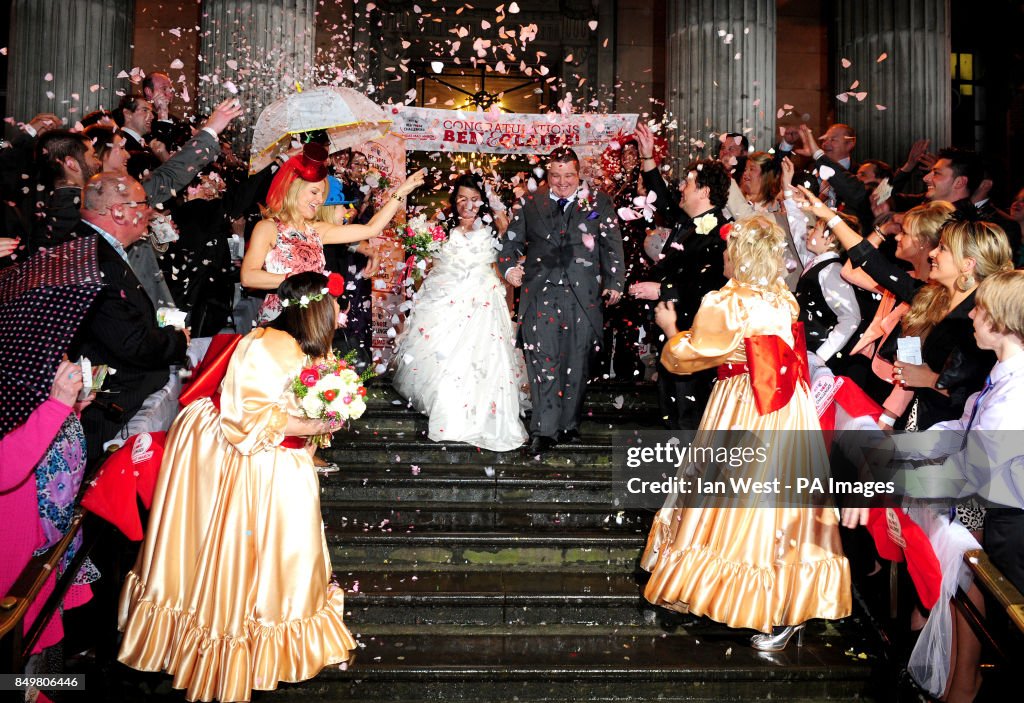 Ben Springett Ben Springett and Claire Gilchrist leave their wedding that has been ...