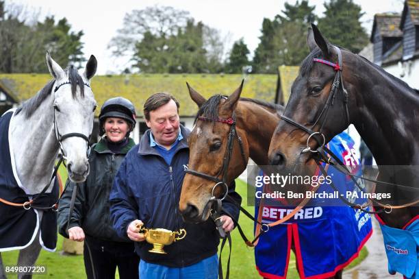 Simonsig Winner of the Racing Post Arkle Chase Gold Cup winner Bobs Worth, centre, and winner of the Queen Mother Champion Chase Sprinter Sacre with...