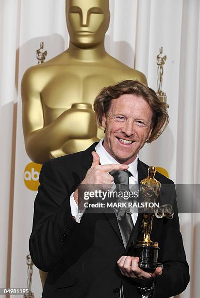 Winner for Best Cinematography in "Slumdog Millionaire" Anthony Dod Mantle poses with his Oscar at the 81st Academy Awards at the Kodak Theater in...