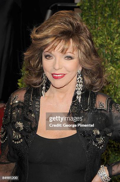 Actress Joan Collins arrives at the 2009 Vanity Fair Oscar Party Hosted By Graydon Carter at the Sunset Tower on February 22, 2009 in West Hollywood,...