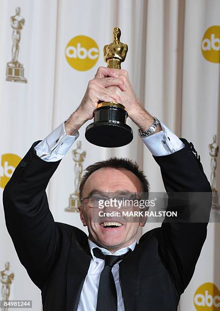 Winner for Best Director for "Slumdog Millionaire" Danny Boyle poses with his Oscar at the 81st Academy Awards at the Kodak Theater in Hollywood,...