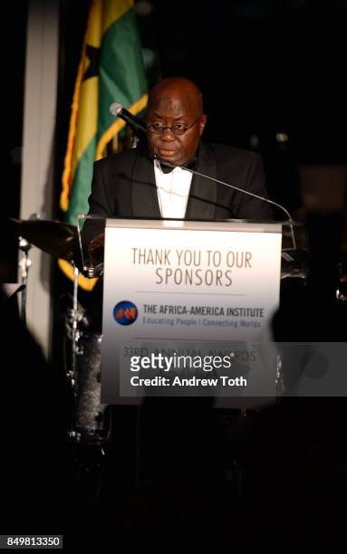 The National Achievement Award recipient H. E. President of the Republic of Ghana Nana Addo Dankwa Akufo-Addo speaks during The Africa-America...