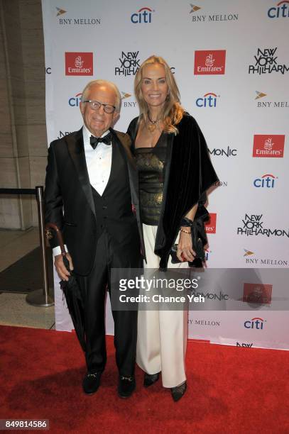 Larry Leeds and Bonnie Evans attend New York Philharmonic 106 All-Stars: Opening Gala concert of New York's Orchestra at David Geffen Hall on...