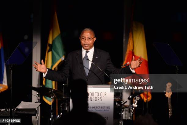 Ben Dotsei Malor speaks during The Africa-America Institute 33rd Annual Awards Gala at Mandarin Oriental New York on September 19, 2017 in New York...