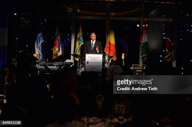 Ben Dotsei Malor speaks during The Africa-America Institute 33rd Annual Awards Gala at Mandarin Oriental New York on September 19, 2017 in New York...