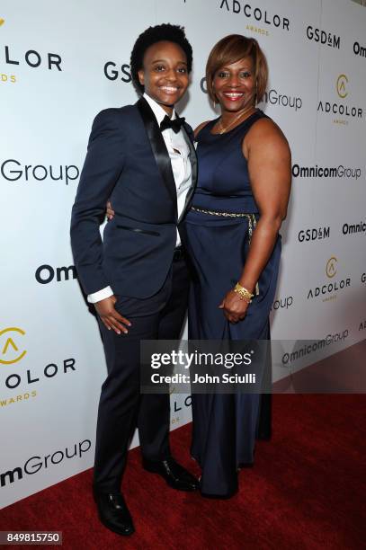 Jessica McGlory and guest attend the 11th Annual ADCOLOR Awards at Loews Hollywood Hotel on September 19, 2017 in Hollywood, California.