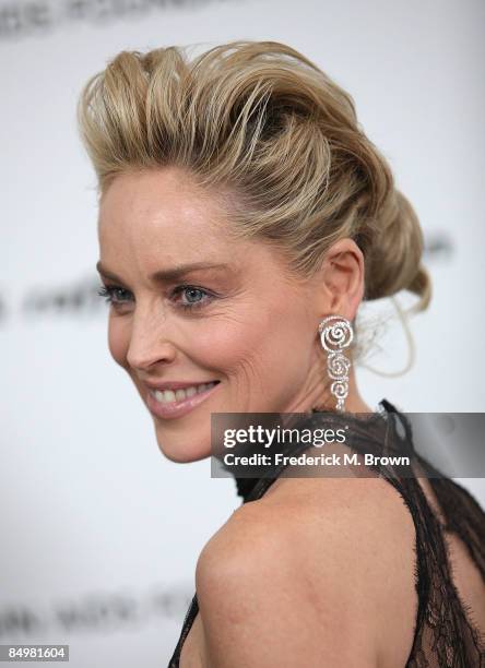Actress Sharon Stone arrives at the 17th Annual Elton John AIDS Foundation's Academy Award Viewing Party held at the Pacific Design Center on...