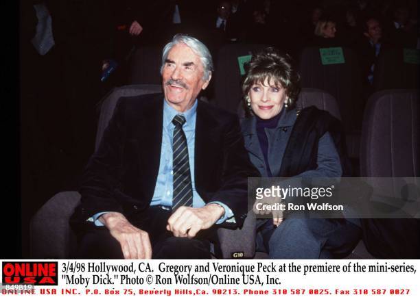 Hollywood, CA. Gregory and Veronique Peck at the premiere of the mini-series, "Moby Dick." Airs March 15-16, 1998 on the USA Network.