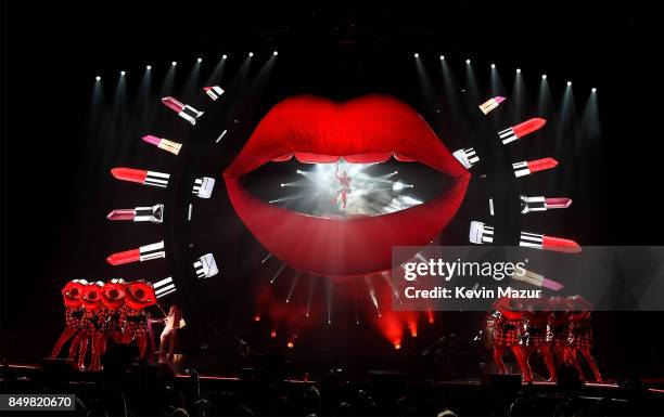 Katy Perry performs onstage during her "Witness: The Tour" tour opener at Bell Centre on September 19, 2017 in Montreal, Canada.