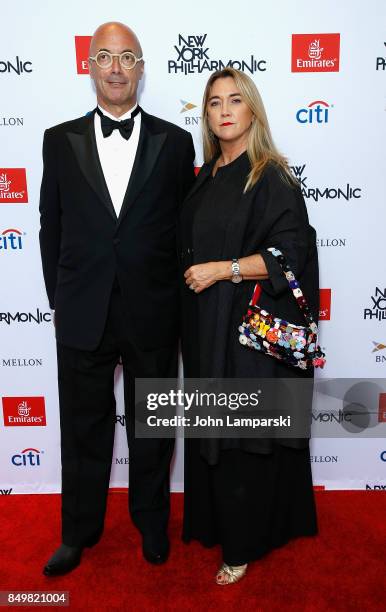 Luca Passoni and Rachel Passoni attend New York Philharmonic 106 All-Stars: opening gala concert of New York's Orchestra at David Geffen Hall on...