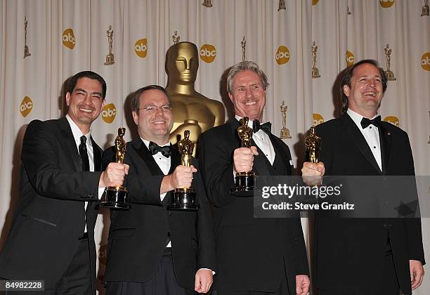 Eric Barba, Steve Preeg, Burt Dalton and Craig Barron pose in the 81st Annual Academy Awards press room held at The Kodak Theatre on February 22,...